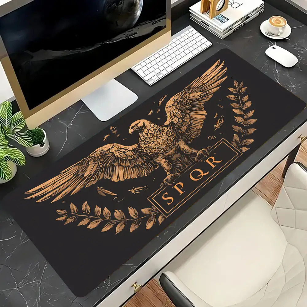 Desk Setup Brown - Złoto-brązowa czarna mata na biurko, akcesoria