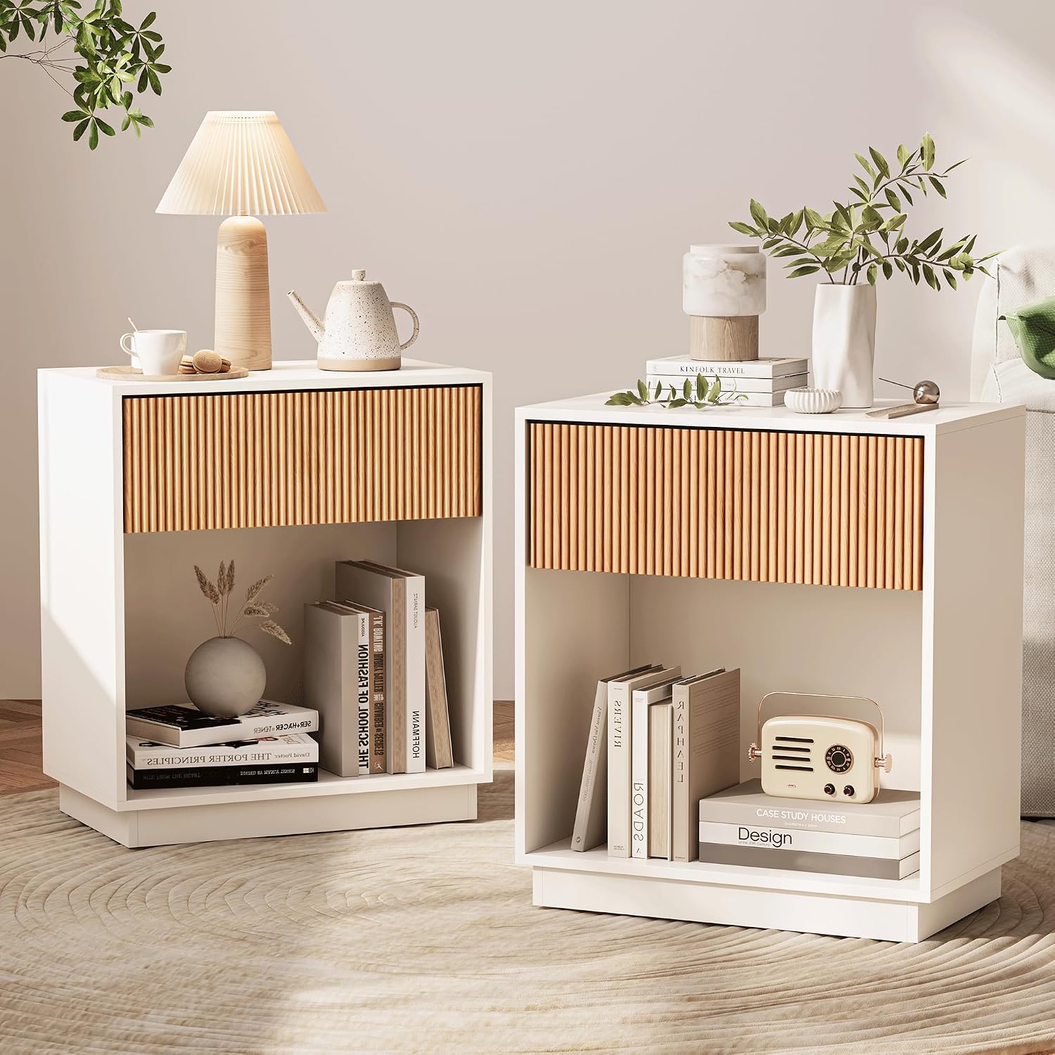Zestaw 2 szafek nocnych z karb – Desk Setup Oak recenzja i cena