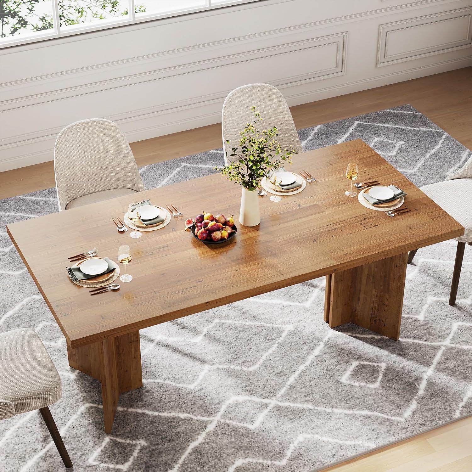 Duży prostokątny drewniany stó – Desk Setup Brown recenzja i cena